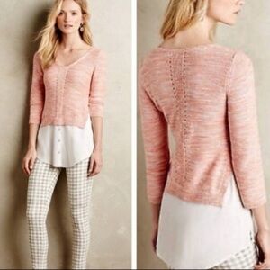 Anthropologie Moth Layered Alain Tunic Sweater Mixed Media M